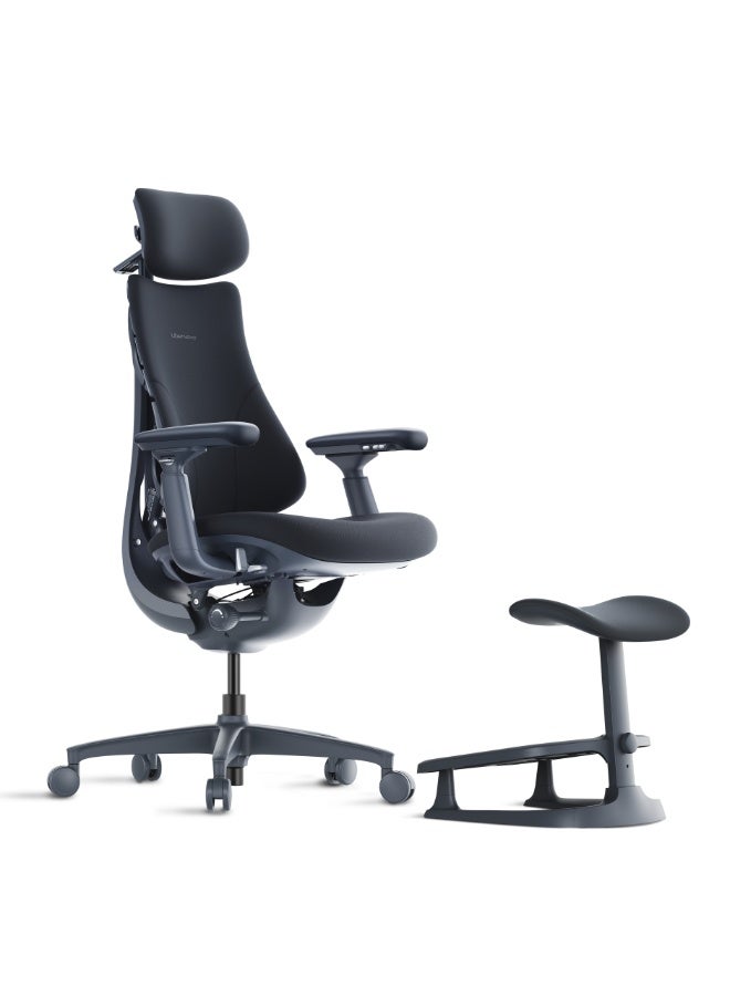 LiberNovo Ergonomic Office Chair with Footrest- Comfy Adjustable Desk Chair with Adaptive Lumbar Support, 160° Recline & Built-in Spine Stretch for Back Comfort, Home Office Long Hours Use, 48cm Version Black - Image 1